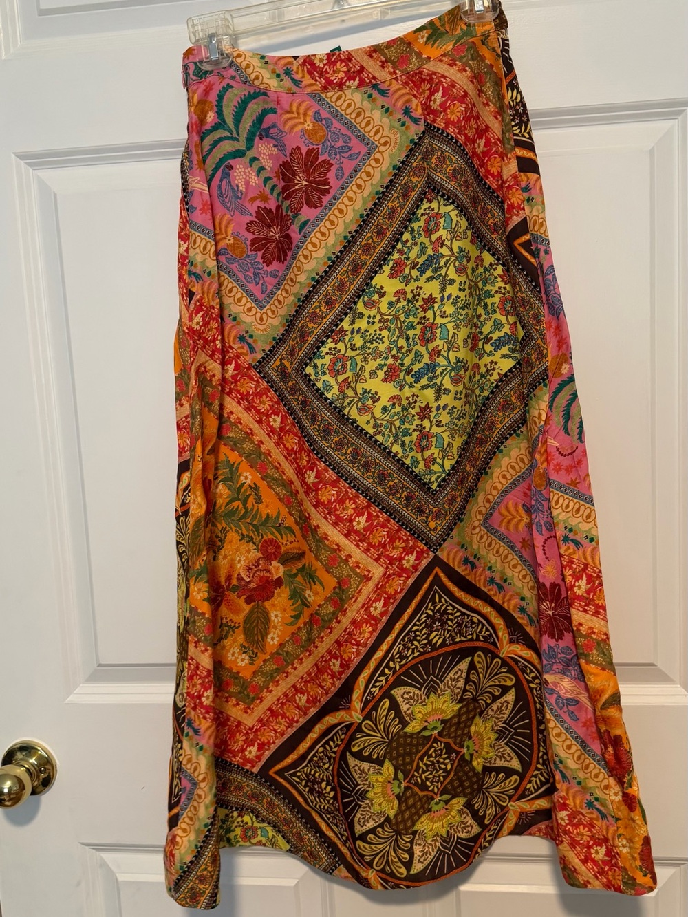 FARM Rio Vibrant Patchwork Maxi Skirt - Orange, Pink, Green - Picture 3 of 3